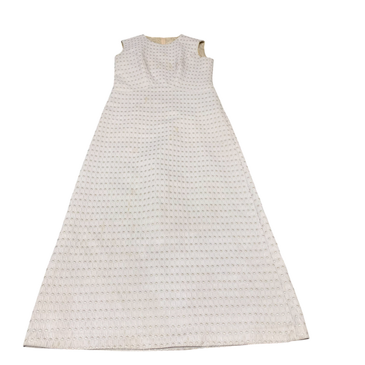 A-Line Dress Womens M White Textured Sleeveless Round Neck Back Zip Outdoor