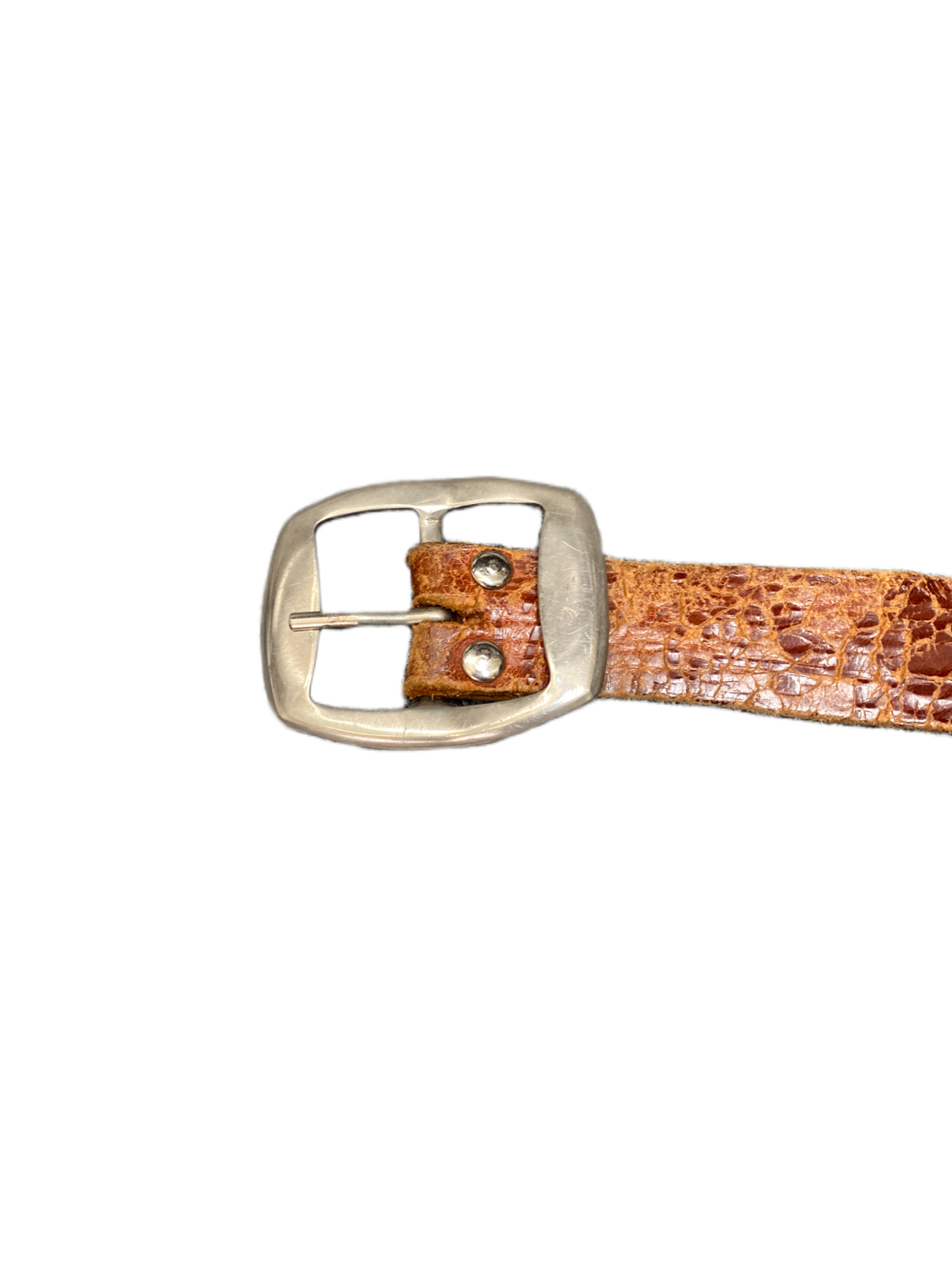 Vintage Waist Belt Mens Brown Leather Adjustable Silver Pin Buckle 41 inches
