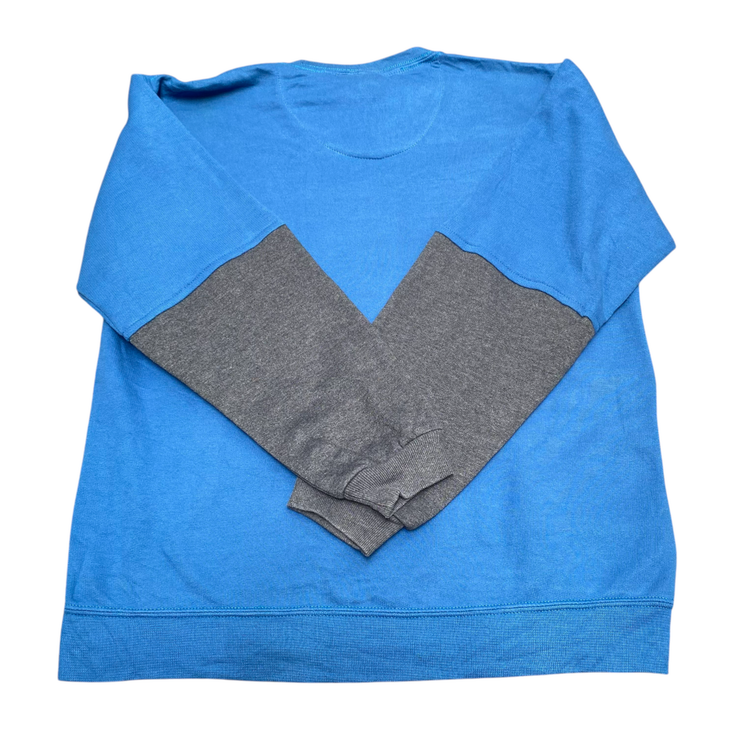 Nike Reworked Sweatshirt Mens Medium Blue Grey Embroidered Spellout Logo Vtg Y2K