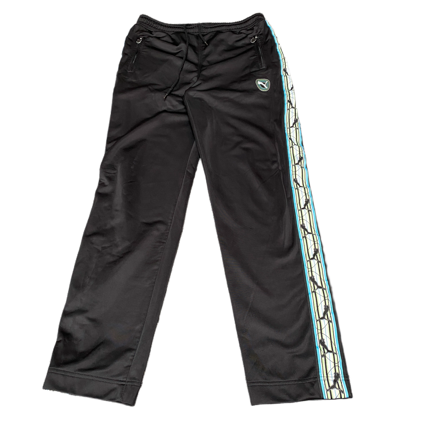 PUMA Joggers Fits as Mens 31" Waist Black Side Panel Straight Leg Track Trouser