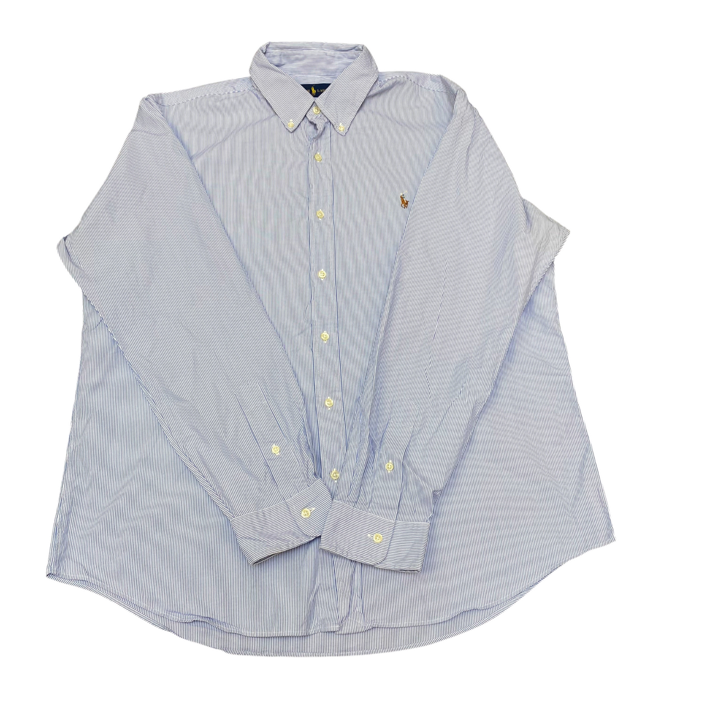 Ralph Lauren Shirt Mens XL Blue Striped Long Sleeve Pony Logo Button Down
