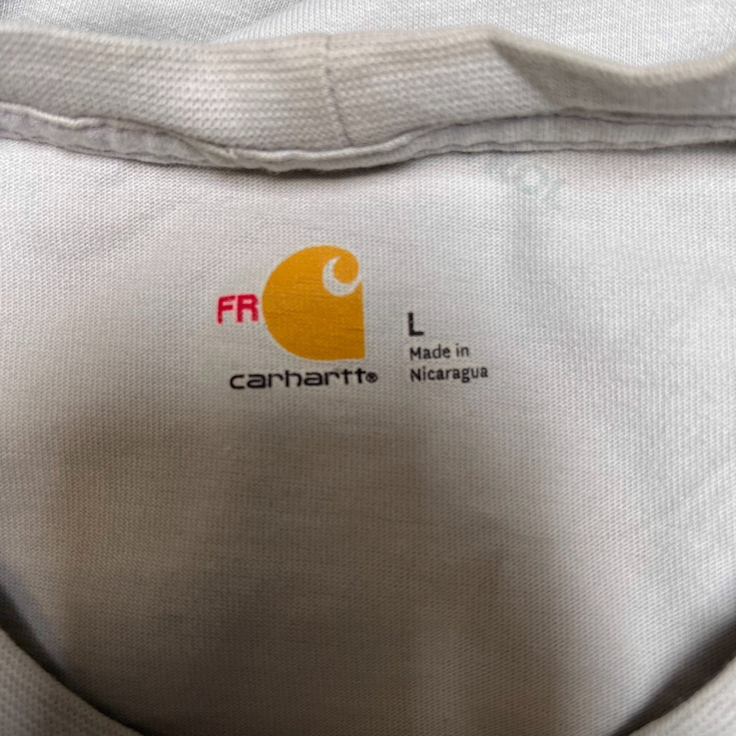 Carhartt FR Pocket T-Shirt Mens Large Cream Relaxed Fit Long Sleeve Workwear Tee