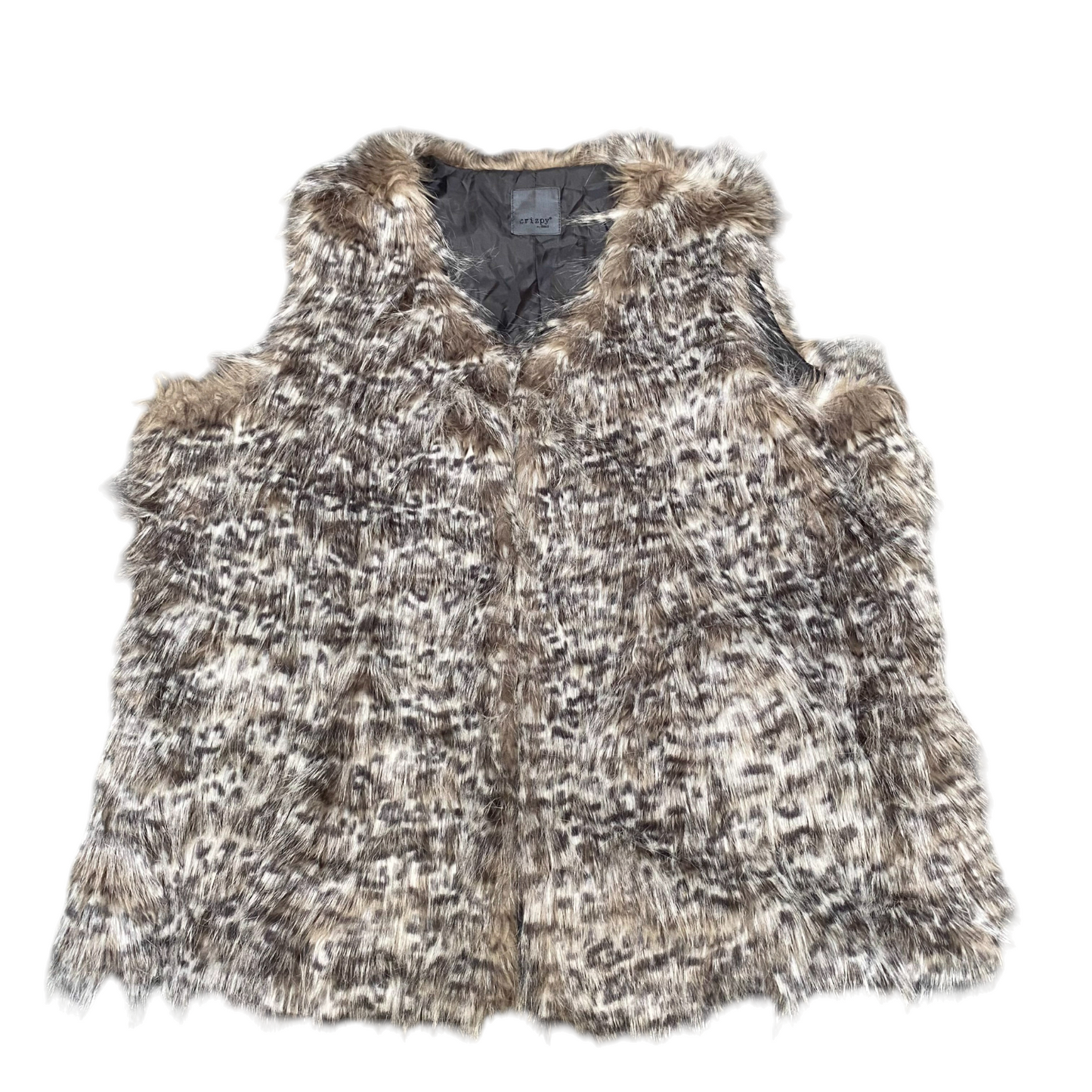 Crizpy by Zhenzi Faux Fur Vest Womens 2XL Multicolor Leopard Print Sleeveless