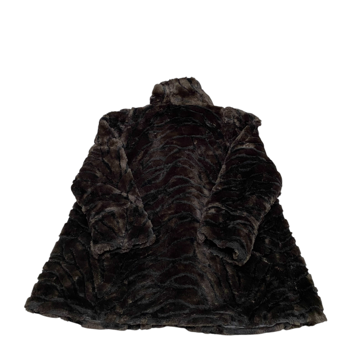 Womens Jacket XL Brown Faux Fur Lined Soft Plush Long Sleeve Hook & Eye Closure