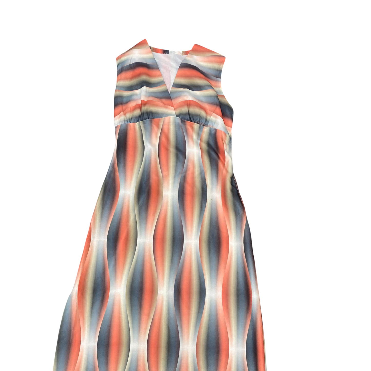 Womens Long Maxi Dress S Multi Geometric Sleeveless V Neck Side Zip Outdoor