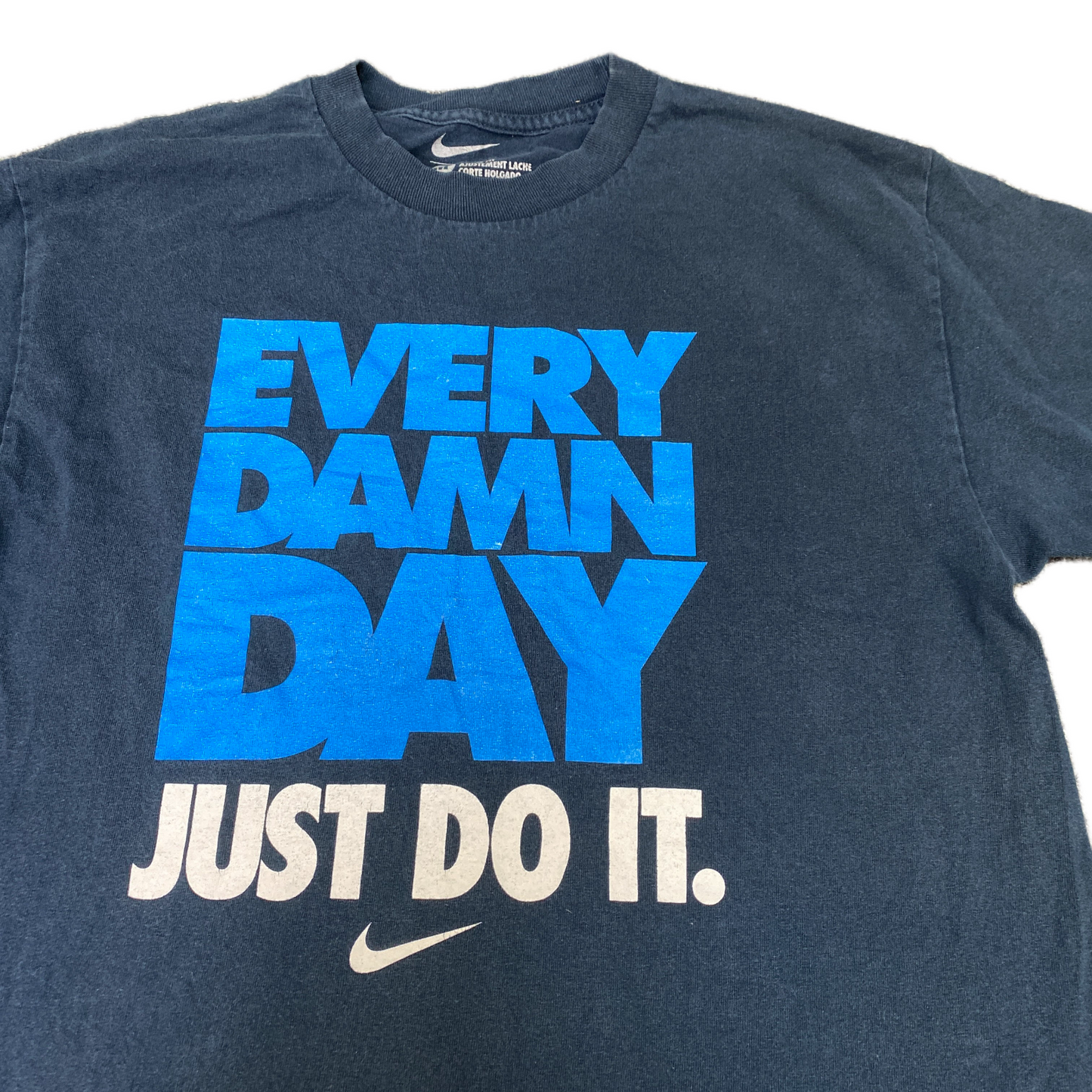 Nike T-Shirt Men Medium Navy Blue Graphic Logo Loose Fit Short Sleeve Summer Tee
