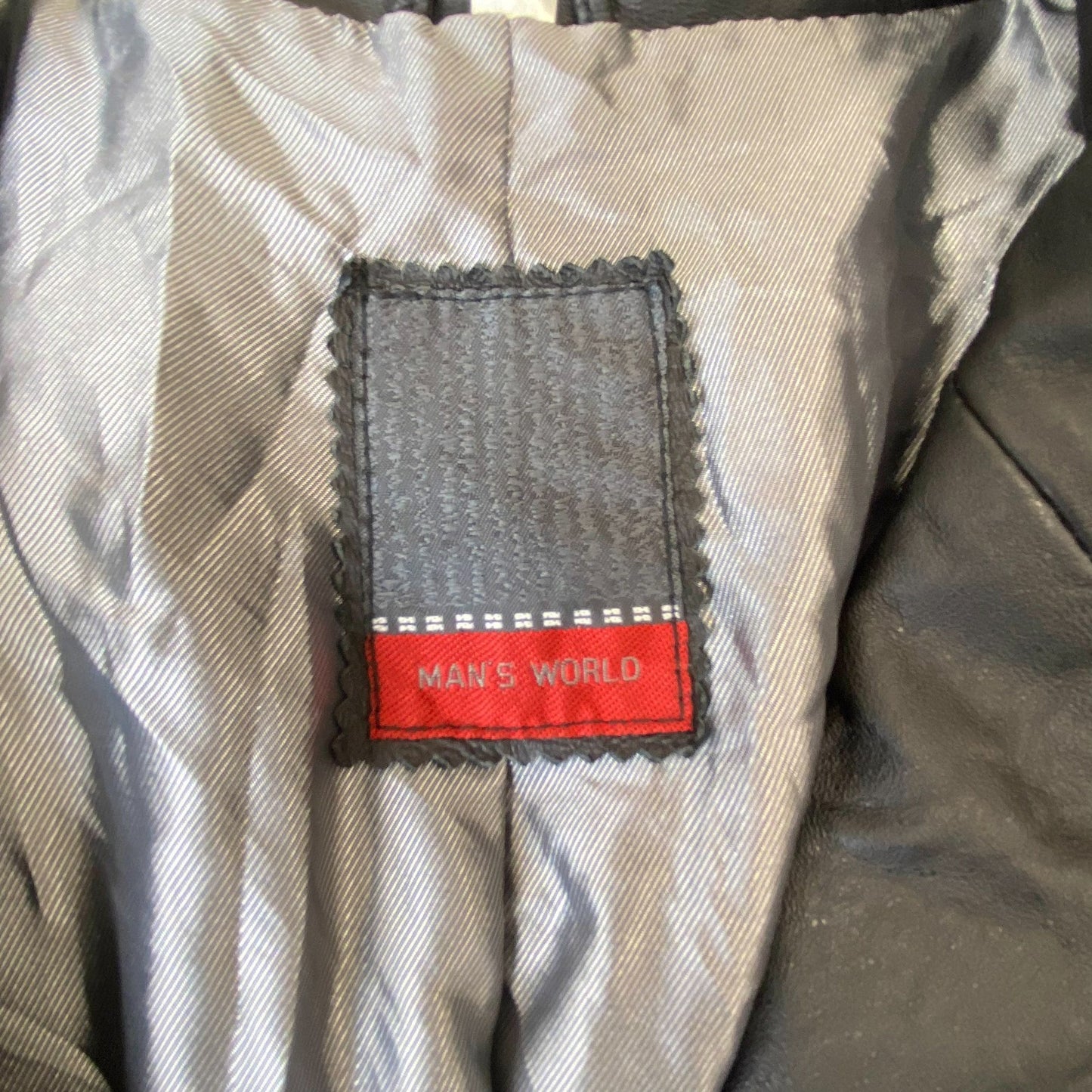 Men Leather Blazer Jacket XL Black Lined Long Sleeve Notch Lapel Single Breasted