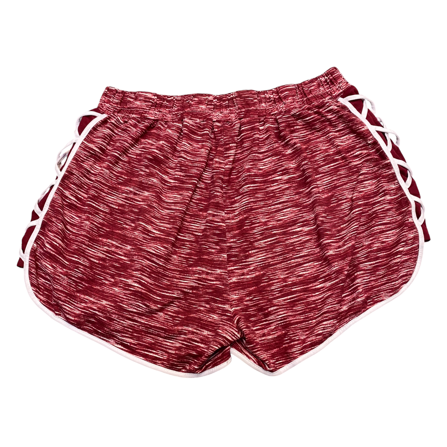 Running Shorts Womens XL Red Space Dye Athletic Gym Elastic Waist Side Lace-Up