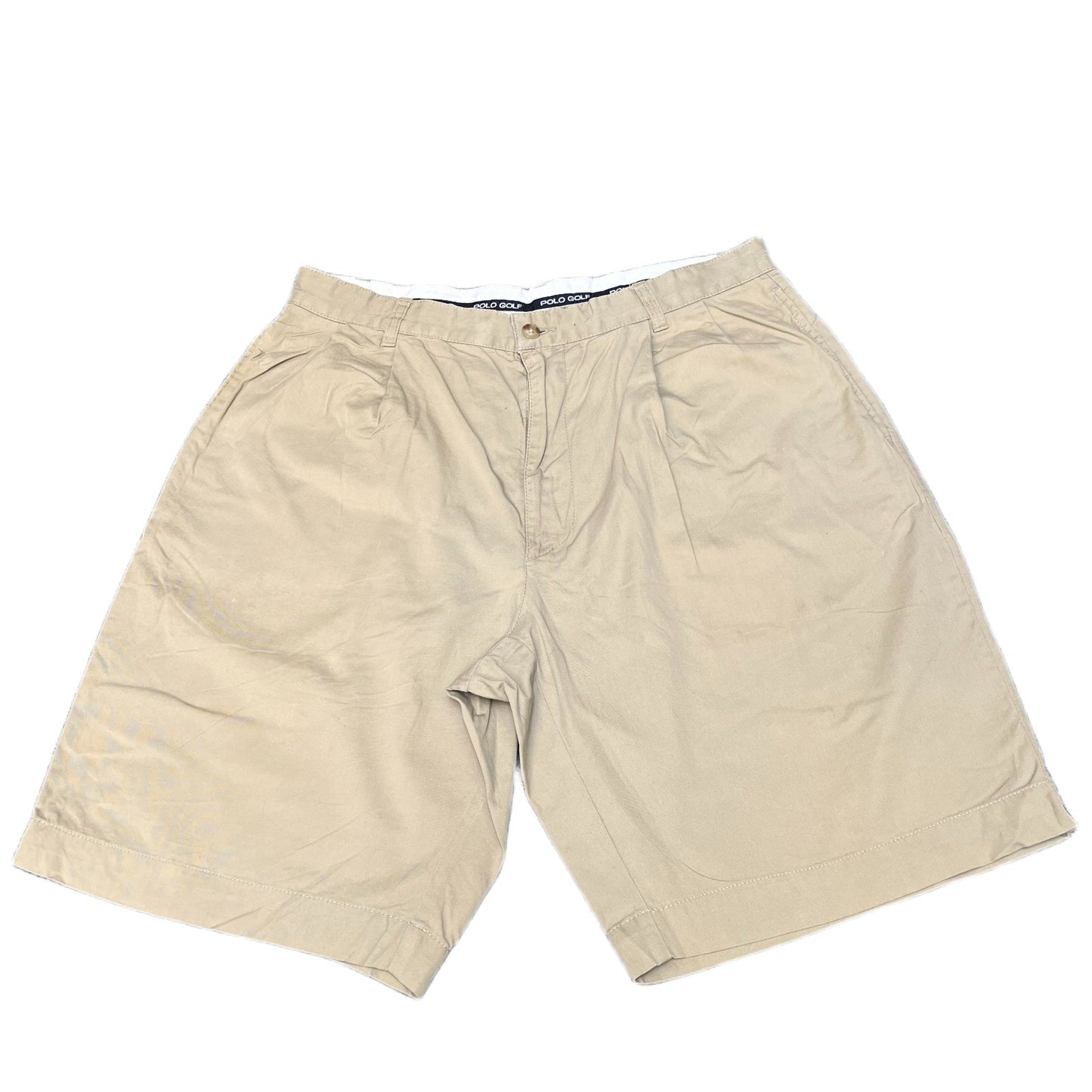 Polo Ralph Lauren Golf Bermuda Shorts Fits as Mens Large 33" Waist Beige Pleated