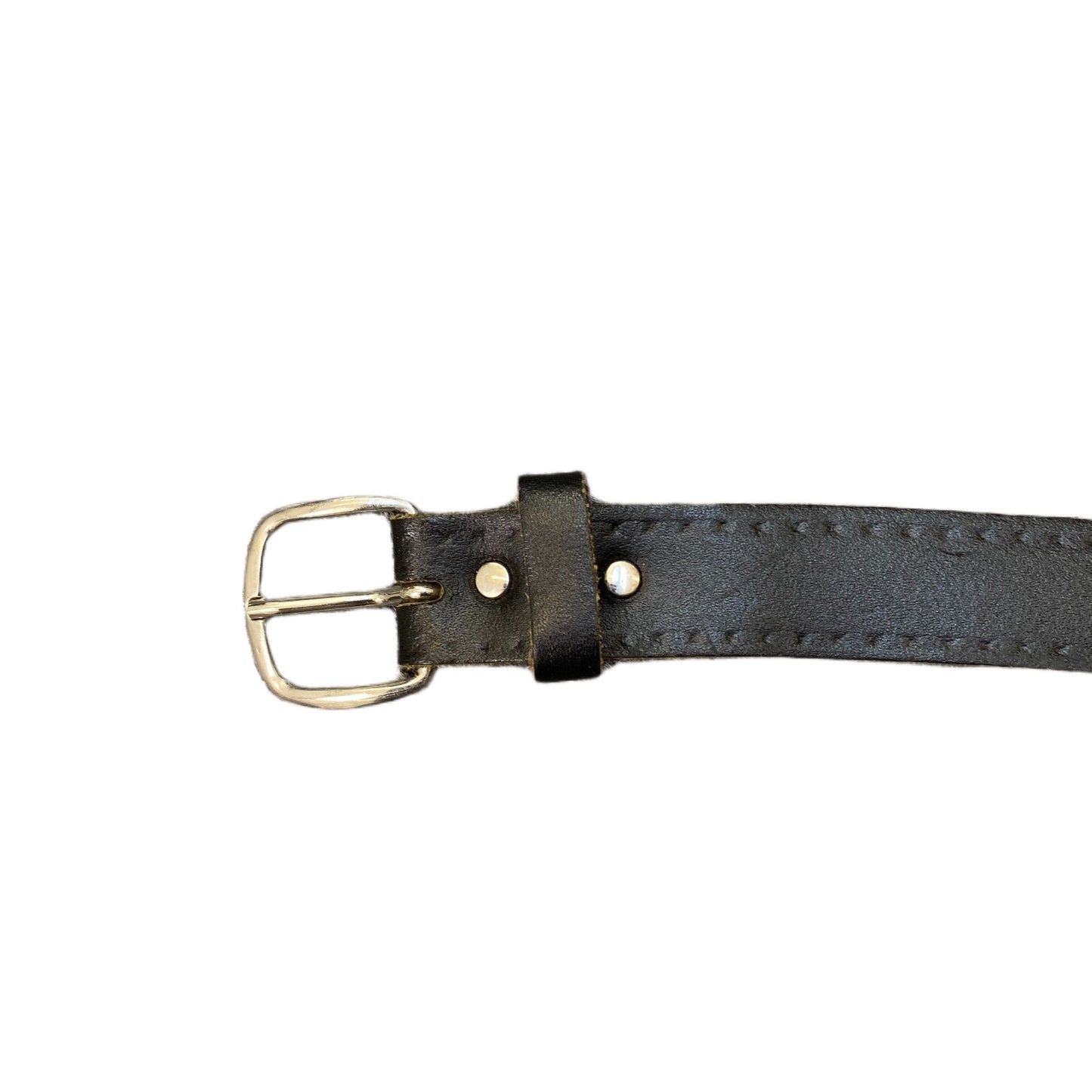 Waist Belt Mens Black Leather Adjustable Classic Silver Pin Buckle 45.5 Inches