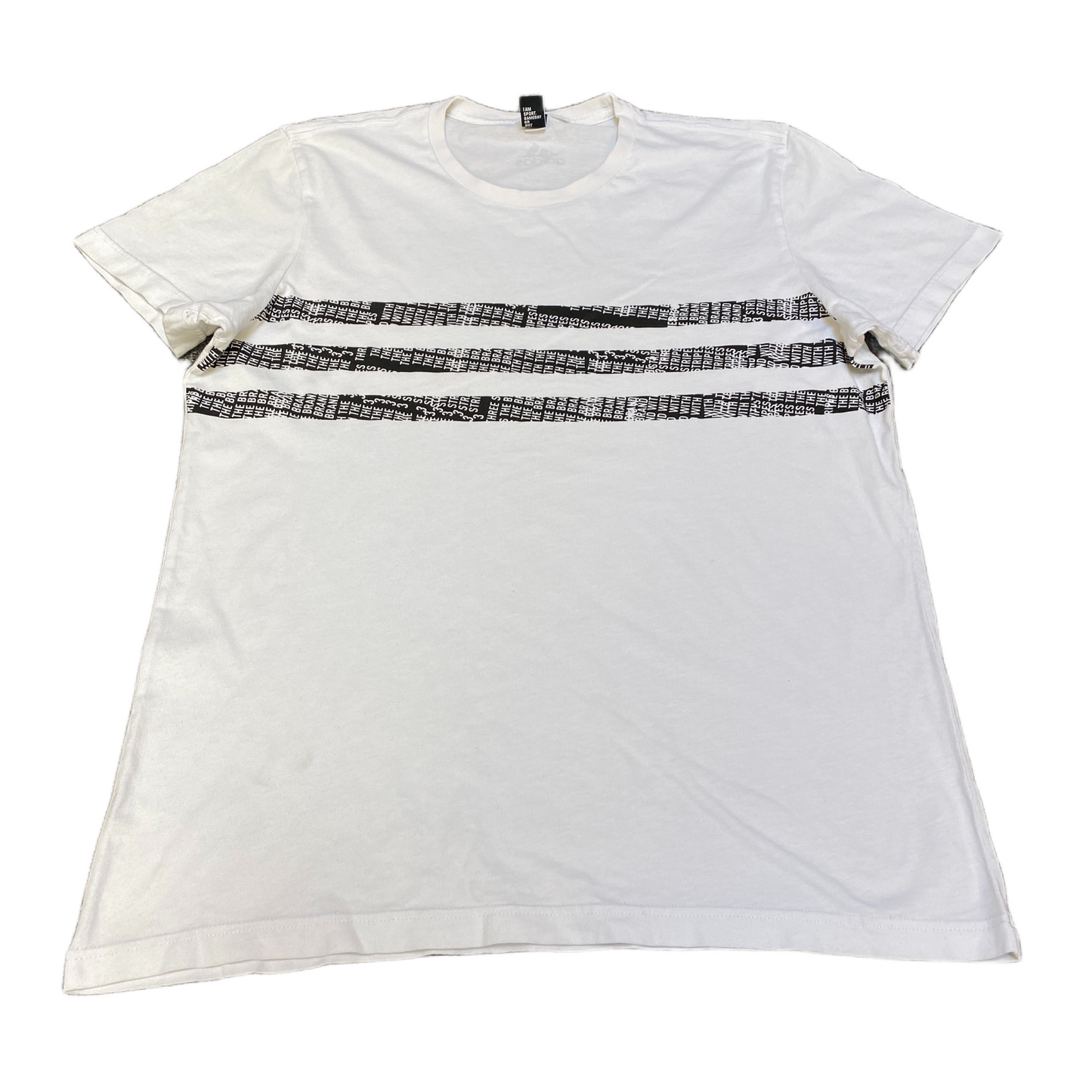 Adidas Performance T-Shirt Womens L White Black Horizontal Striped Pullover Tee