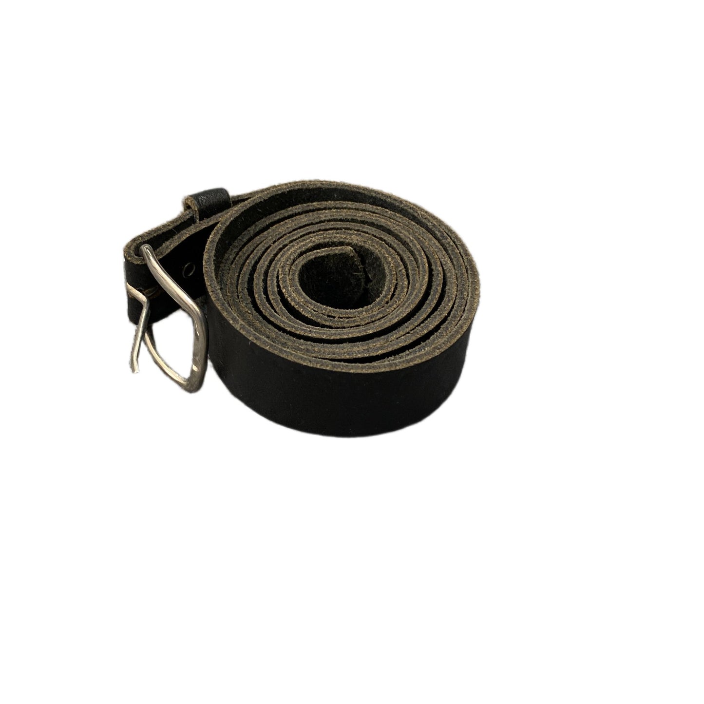 Waist Belt Mens Black Leather Adjustable Classic Silver Pin Buckle 45.5 Inches