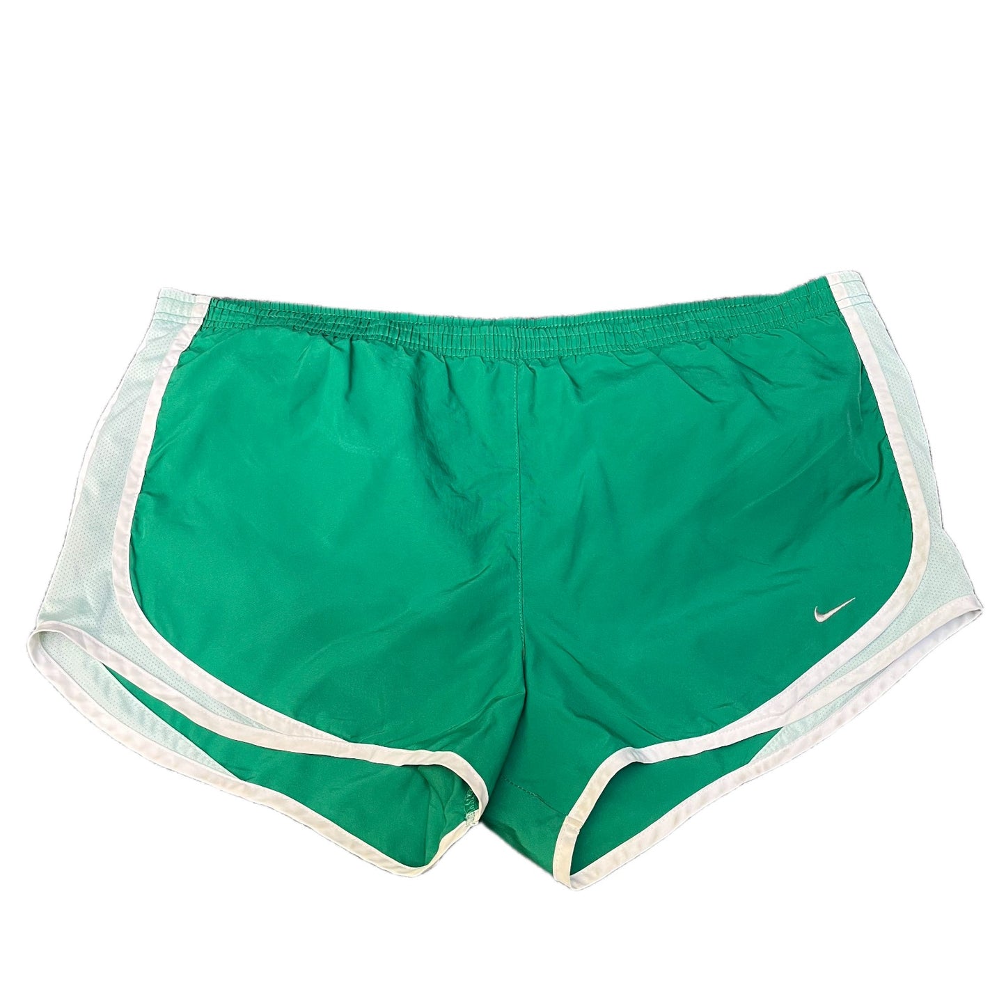 Nike Tempo Running Shorts Fits as Womens 2XL 39" Waist Green White Dolphin Hem