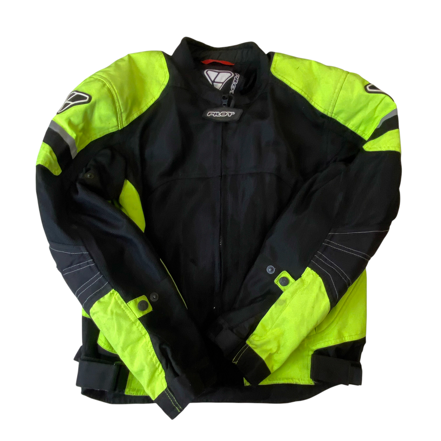 Pilot Motorsport Direct Air Mesh Motorcycle Jacket Mens Large Black Green Zip Up