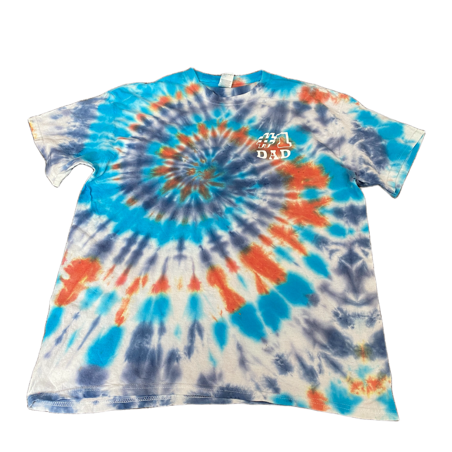 Gildan T-Shirt Womens L Multi Tie Dye Heavy Cotton Short Sleeve Crew Neck Tee