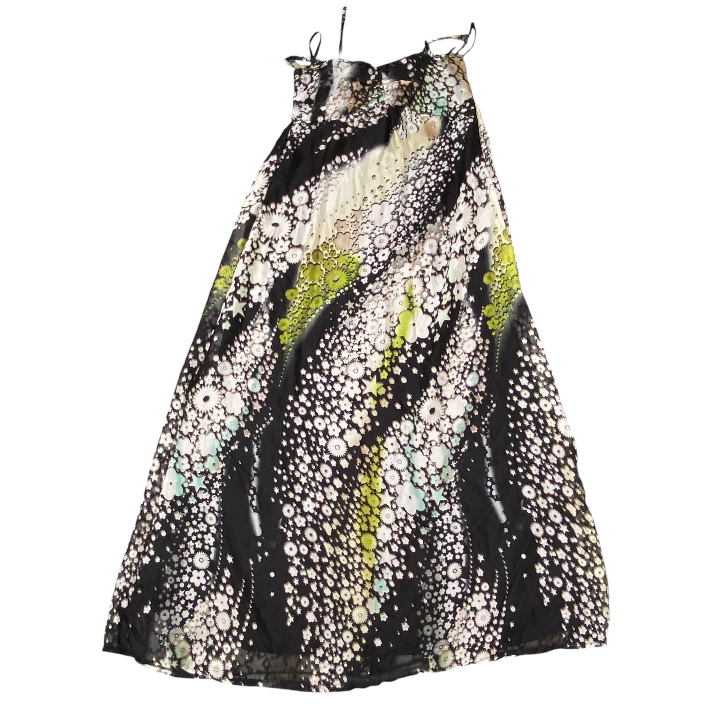 Yumi Long Maxi Dress Womens S Multi Geometric Chiffon Off Shoulder Outdoor