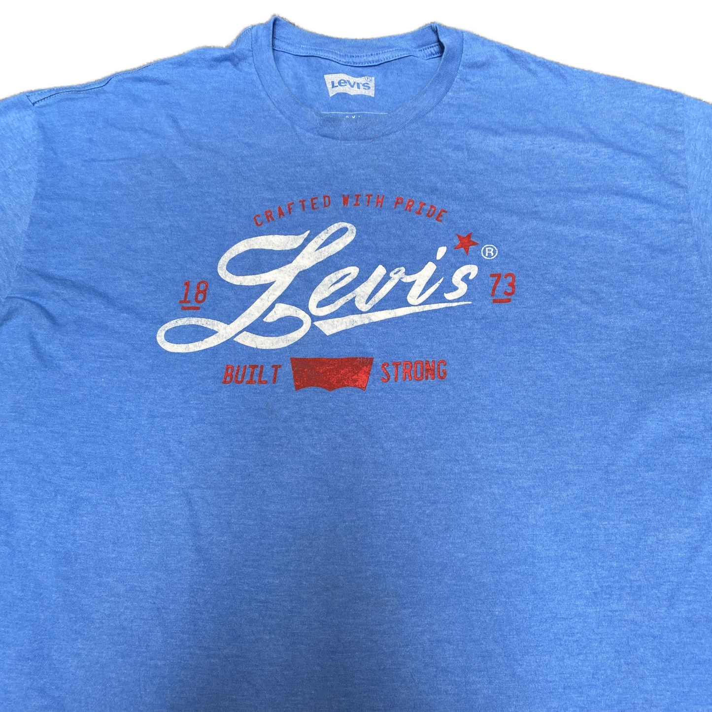 Levi's T-Shirt Men Fits as XL Blue Graphic Print Stretch Short Sleeve Crew