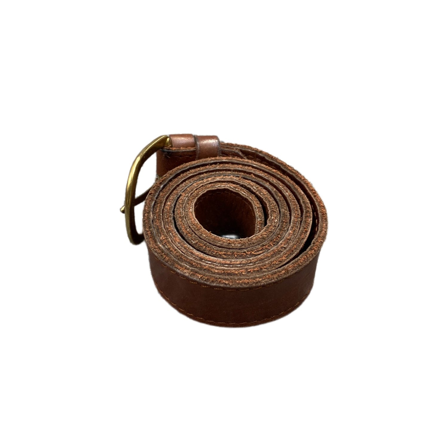BREE Waist Belt Men Brown Leather Adjustable Brass Pin Buckle 33 Inches