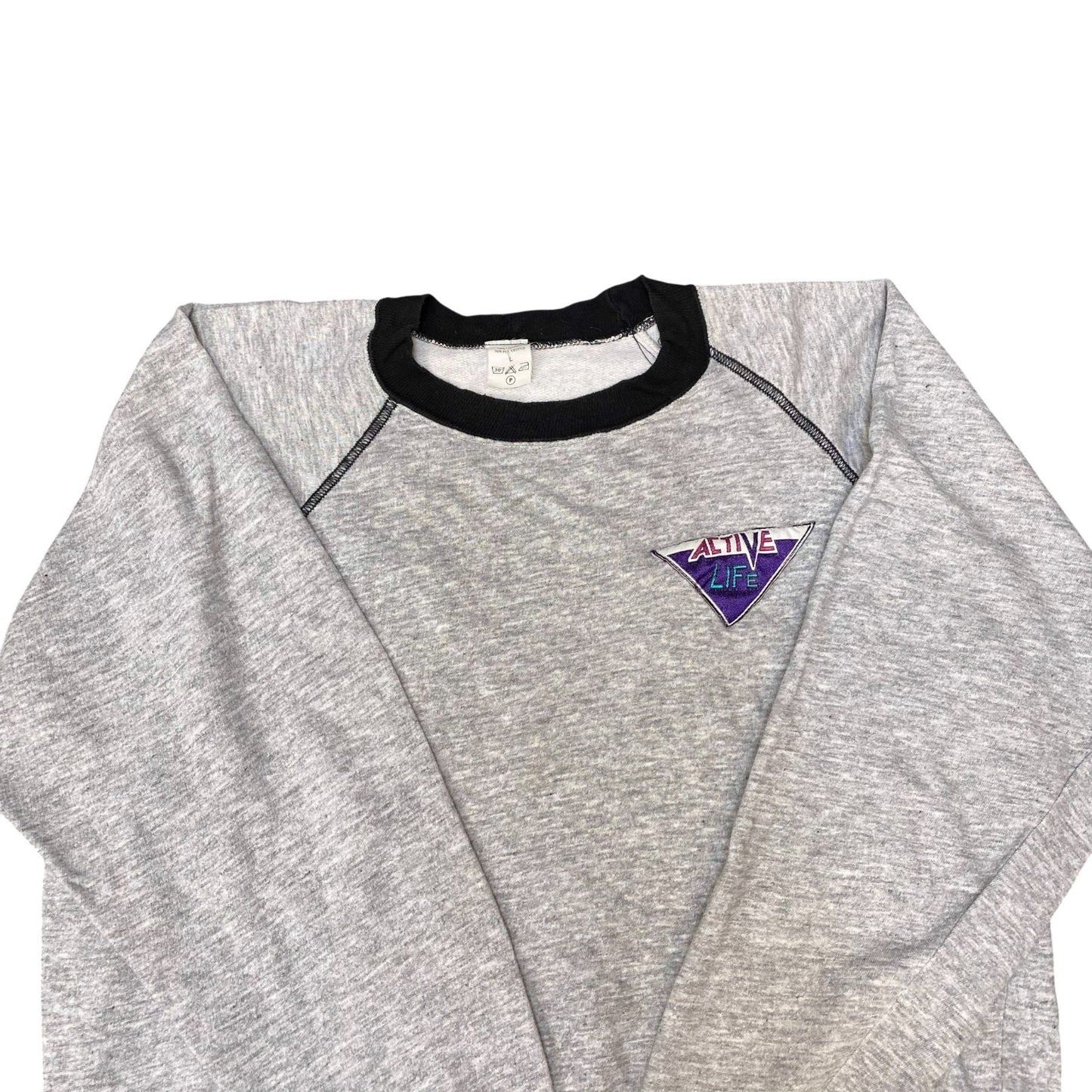 Active Life Sweatshirt Mens Large Grey Solid Long Sleeve Crew Neck Pullover