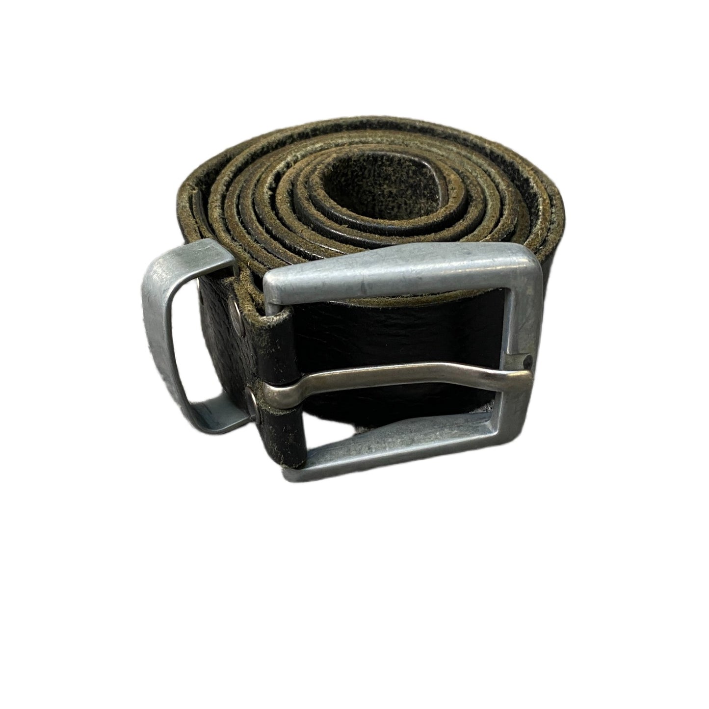 Waist Belt Mens Black Leather Textured Adjustable Silver Buckle 50.5 Inches