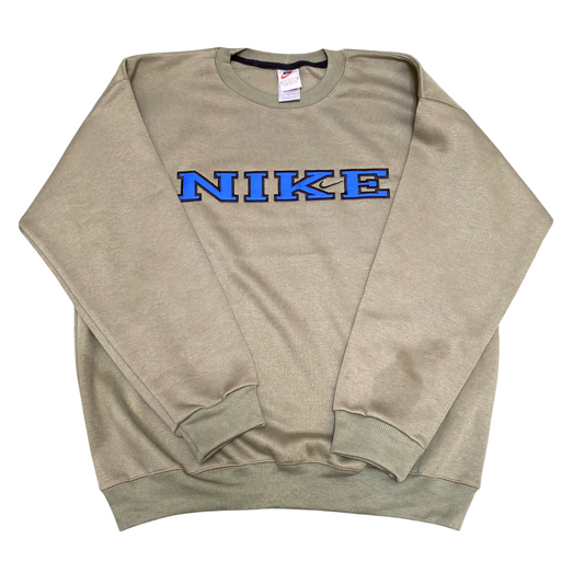 Nike Sweatshirt Mens L Green Embroidered Spell Out Logo Crew Neck Long Sleeve