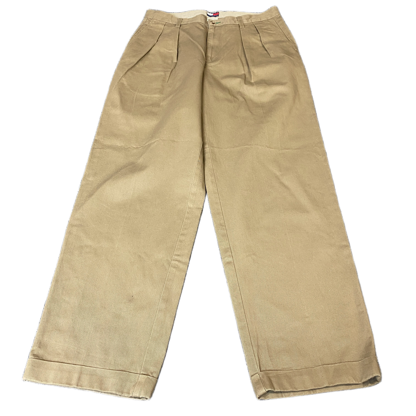 Tommy Hilfiger Joggers Fits as Men 33" Waist Khaki Pleated Rolled Chino Trousers
