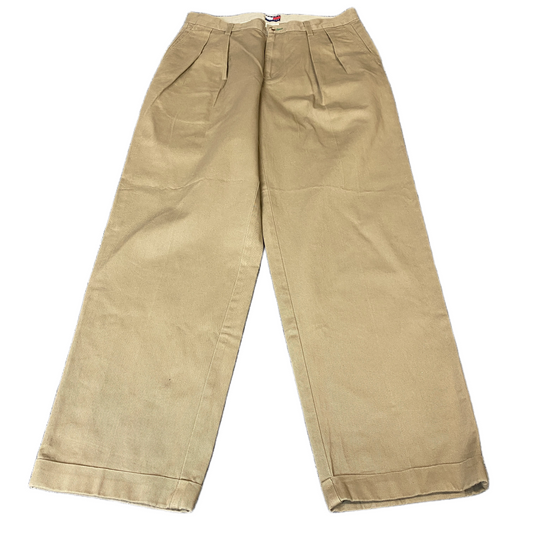 Tommy Hilfiger Joggers Fits as Men 33" Waist Khaki Pleated Rolled Chino Trousers