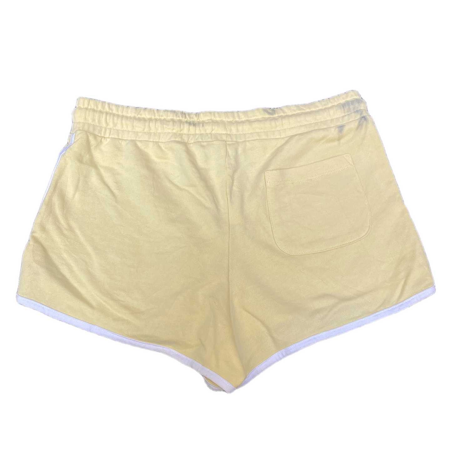 Running Sprinter Shorts Womens Small 29" Waist Yellow Gym Workout Dolphin Hem