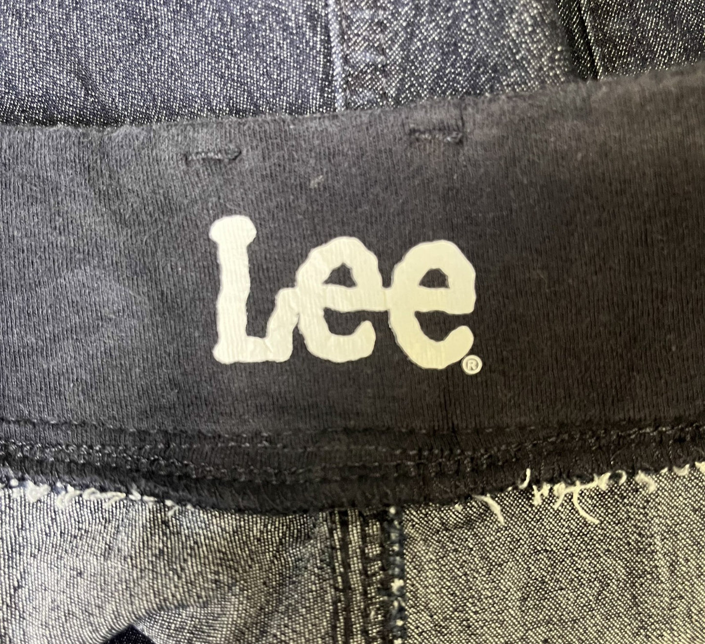 Lee Denim Shorts Fits as Womens 2XL 38" Waist Dark Blue Utility Elastic Waist