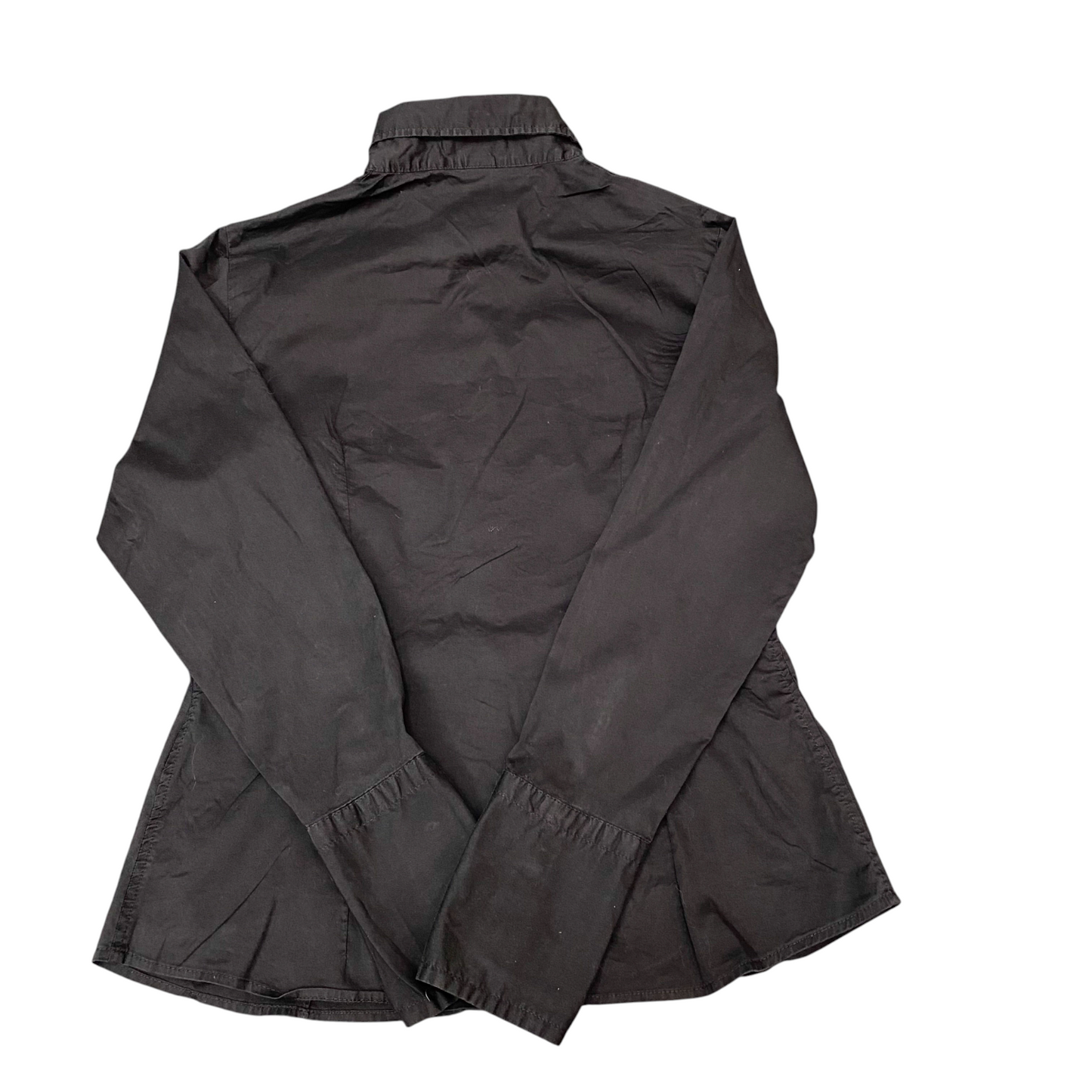 H&M Shirt Top Womens S Black Solid Long Sleeve Collared Button Down Comfort