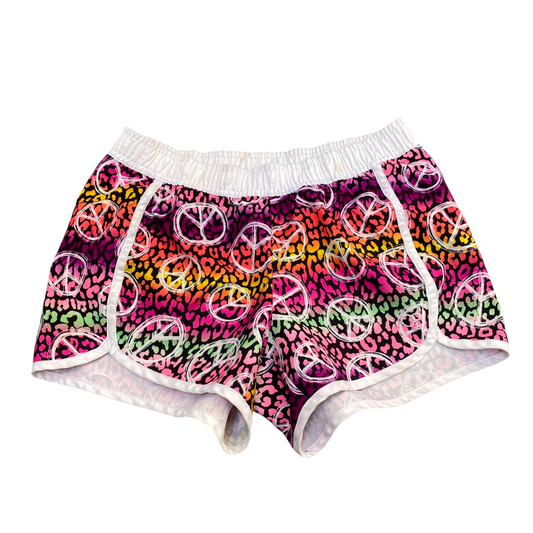 Swim Shorts Womens XL Multicoloured Patterned Elastic Waist Dolphin Hem Athletic