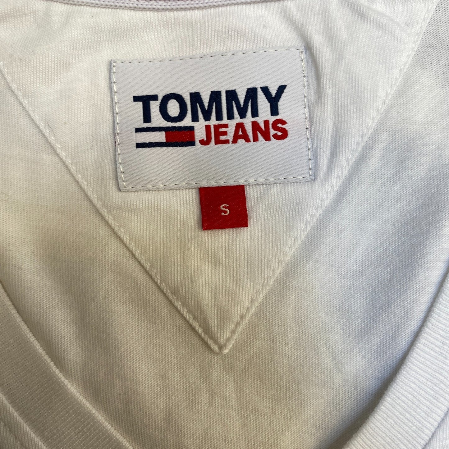 Tommy Hilfiger Shirt Womens S White Solid Embroidered Logo V Neck Pullover Tee
