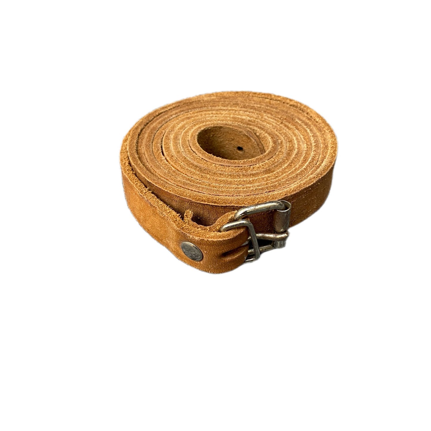 Waist Belt Mens Brown Leather Adjustable Roller Silver Pin Buckle 61.5 Inches