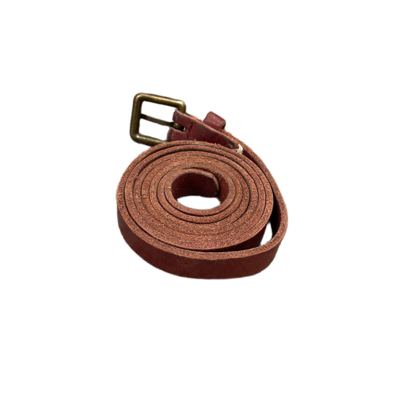 Pieces Waist Belt Mens Maroon Leather Adjustable Brass Square Buckle 41 Inches
