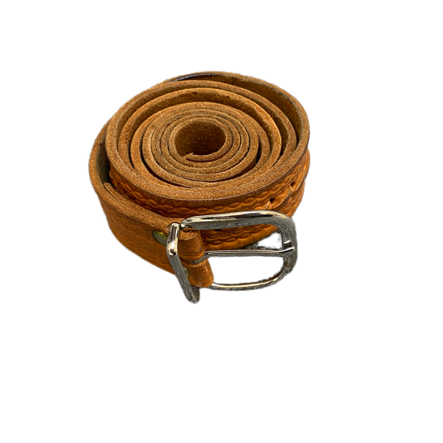 Men's Waist Belt Brown Leather Adjustable Stainless Steel Pin Buckle 47 inches