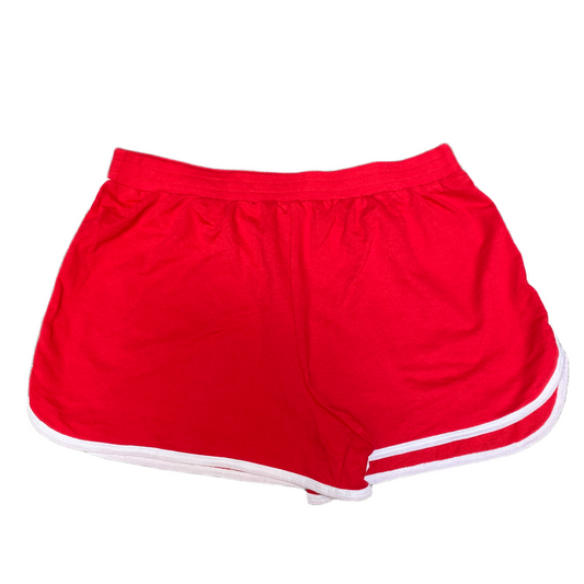 Running Sprinter Shorts Womens L 30" Waist Red Athletic Gym Workout Dolphin Hem