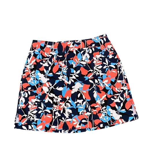 Lady Hagen Skort Womens M Blue Floral Print Slash Pockets Flat Front Back Zip