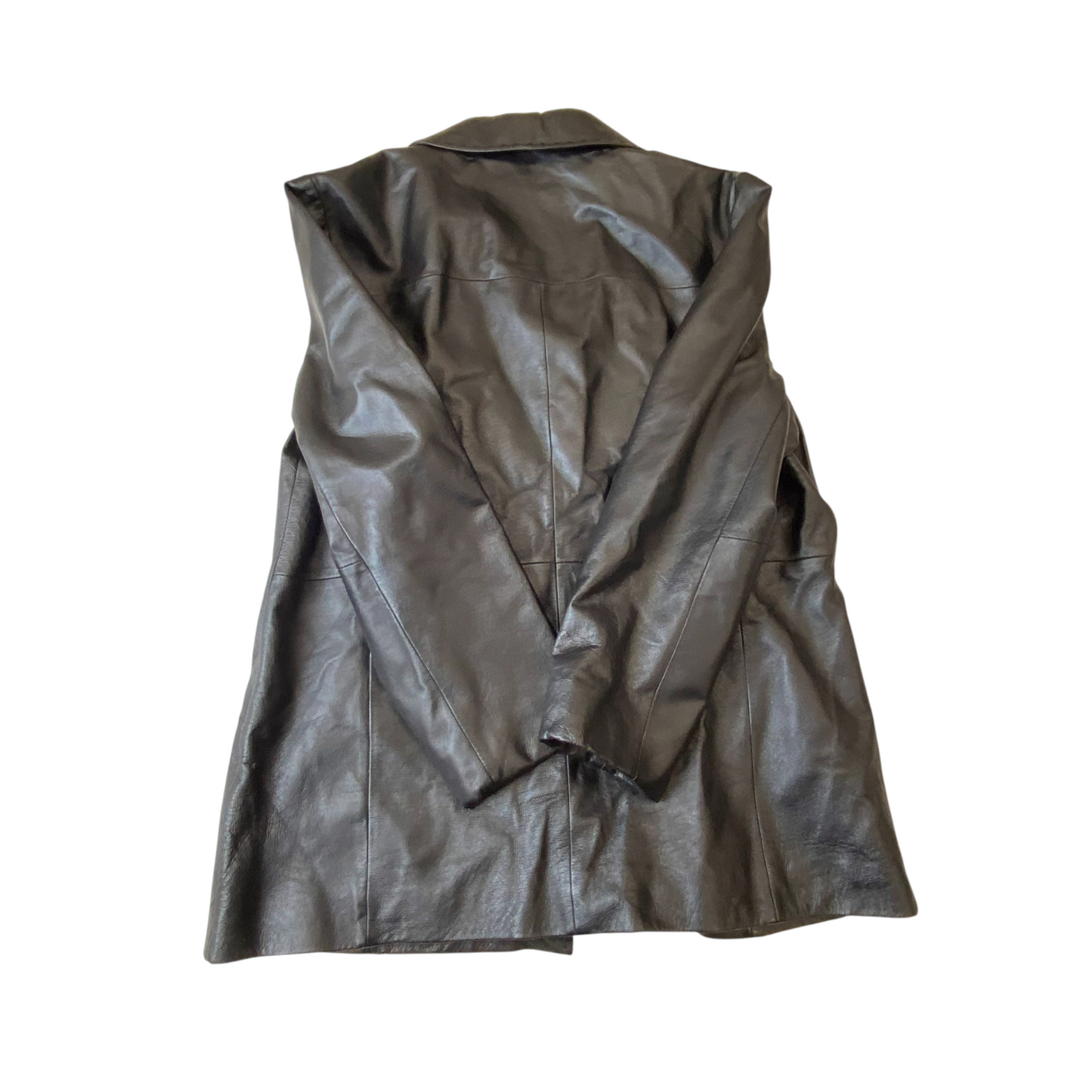 Helline Leather Jacket Womens Medium Black Notch Lapel Single Breasted 4 Button