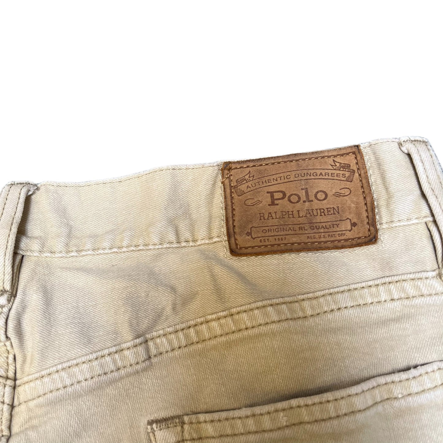 Polo Ralph Lauren Jean Shorts Fits as Men L 33" Waist Tan Denim Classic 5-Pocket