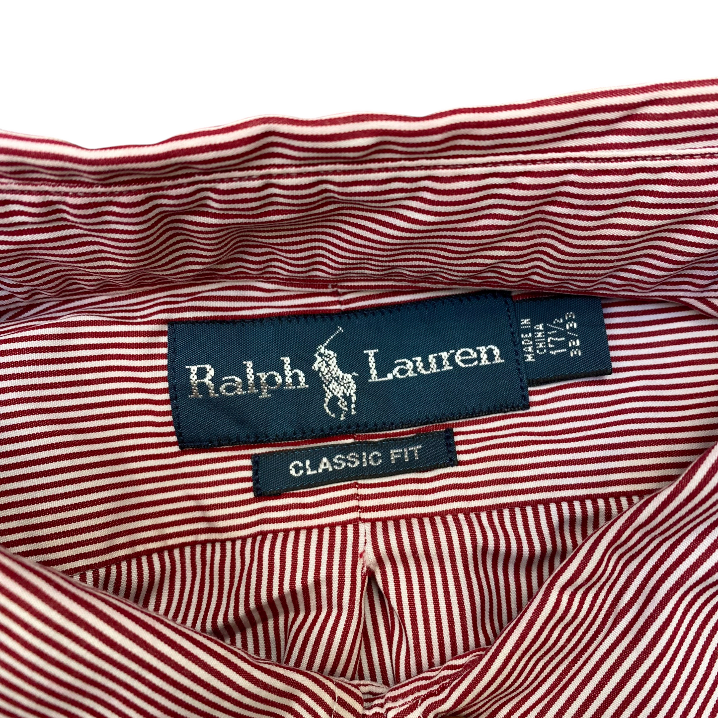 Ralph Lauren Formal Shirt Mens XL Red Striped Classic Fit Long Sleeve Button Up