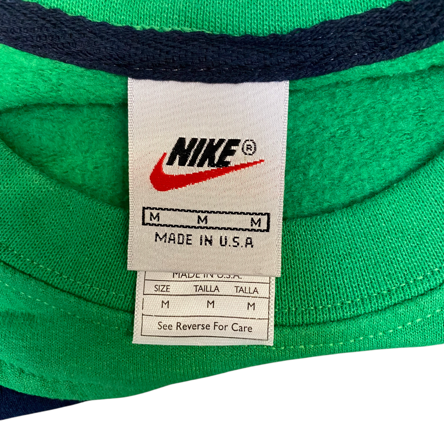 Nike Reworked Sweatshirt Mens M Blue Green Embroidered Spellout Logo Vintage Y2K