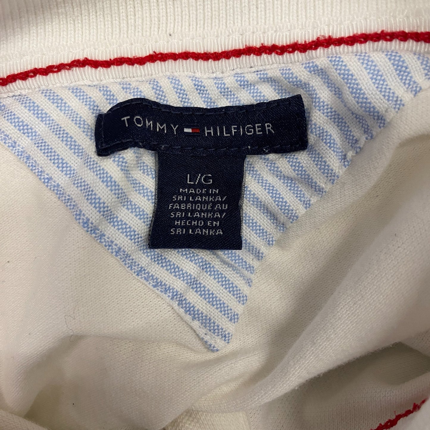 Tommy Hilfiger Polo Shirt Womens Large White Short Sleeve Collared Slit Popover