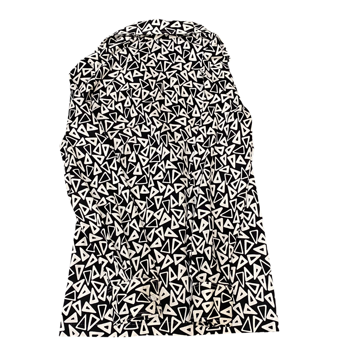 Shirt Top Womens S Black White Geometric Collared Long Sleeve Button Front