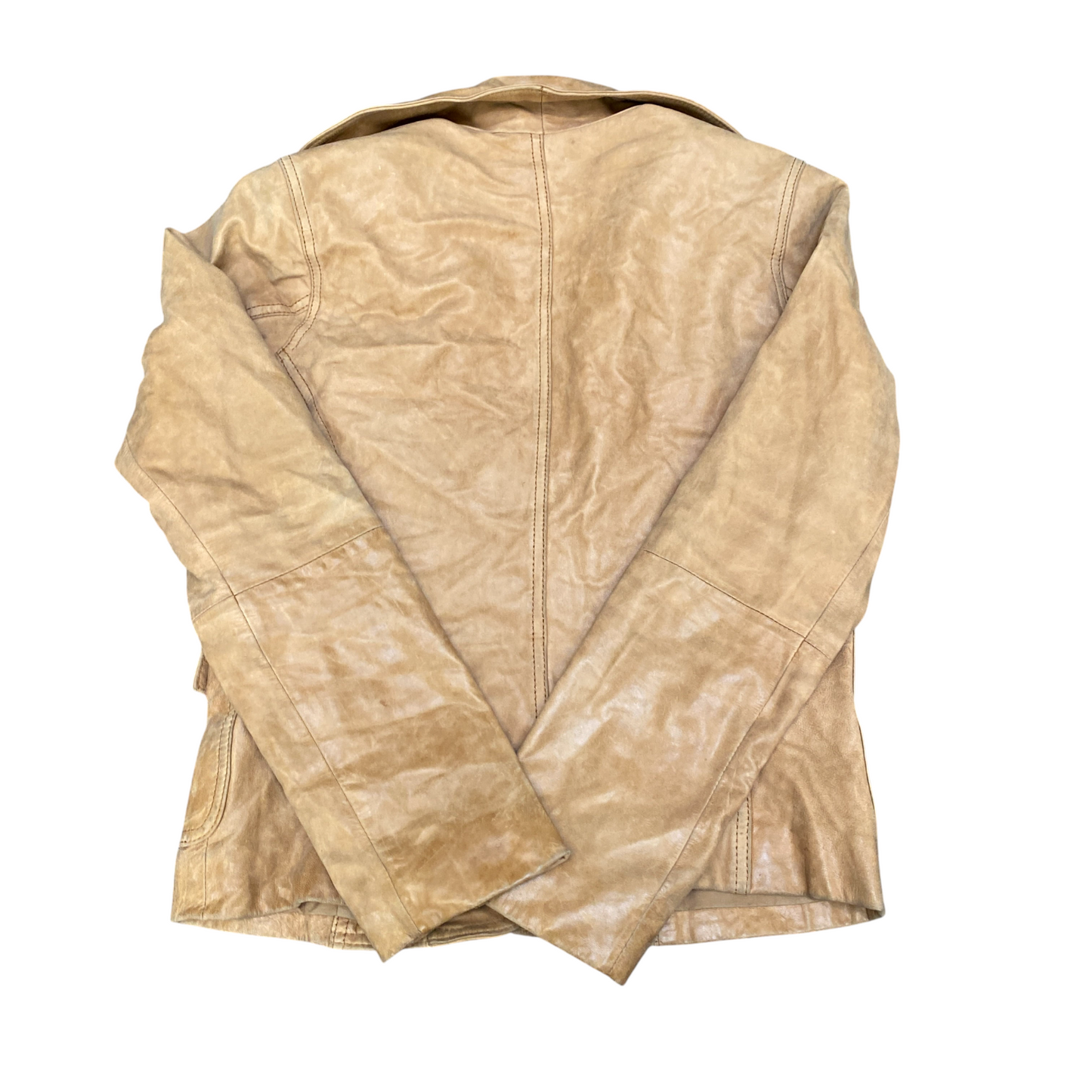 Amisu Genuine Leather Blazer Jacket Womens Medium Brown Lined Single Breasted