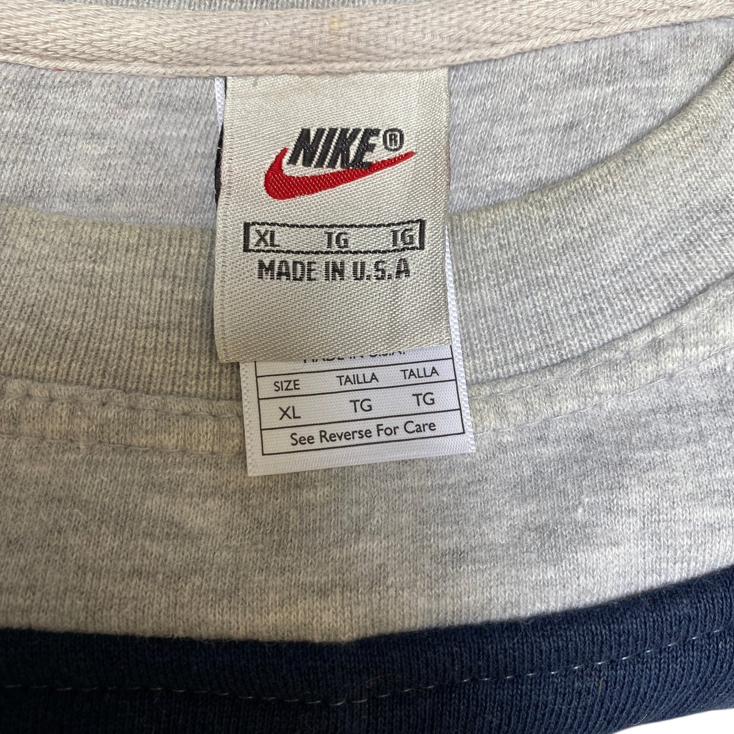 Nike Reworked Sweatshirt Mens XL Blue Grey Embroidered Spellout Logo Vintage Y2K