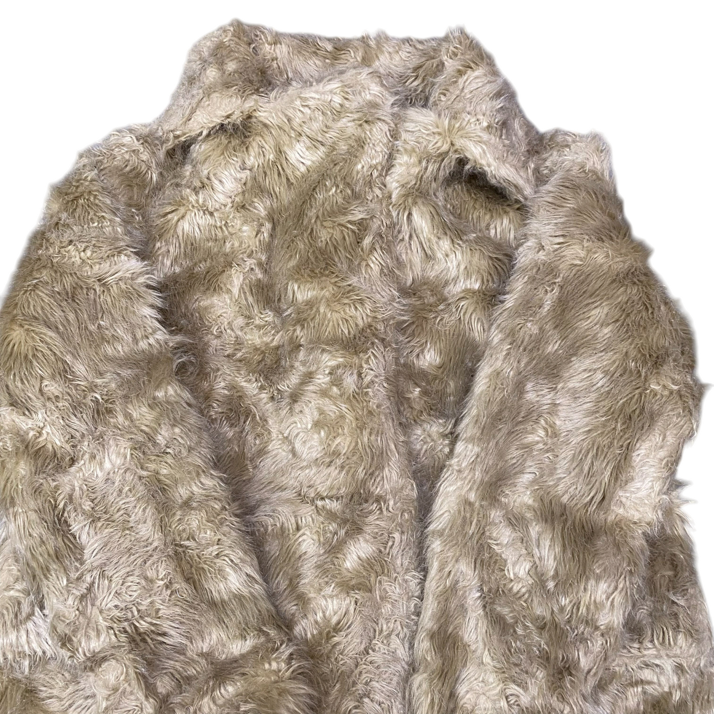 The New Country Faux Fur Coat Womens Small Beige Lined Long Sleeve Collared