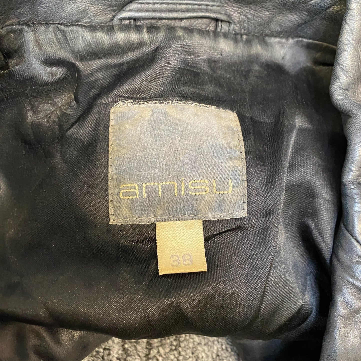Amisu Leather Blazer Jacket Women Medium Black Lined Notch Lapel Single Breasted