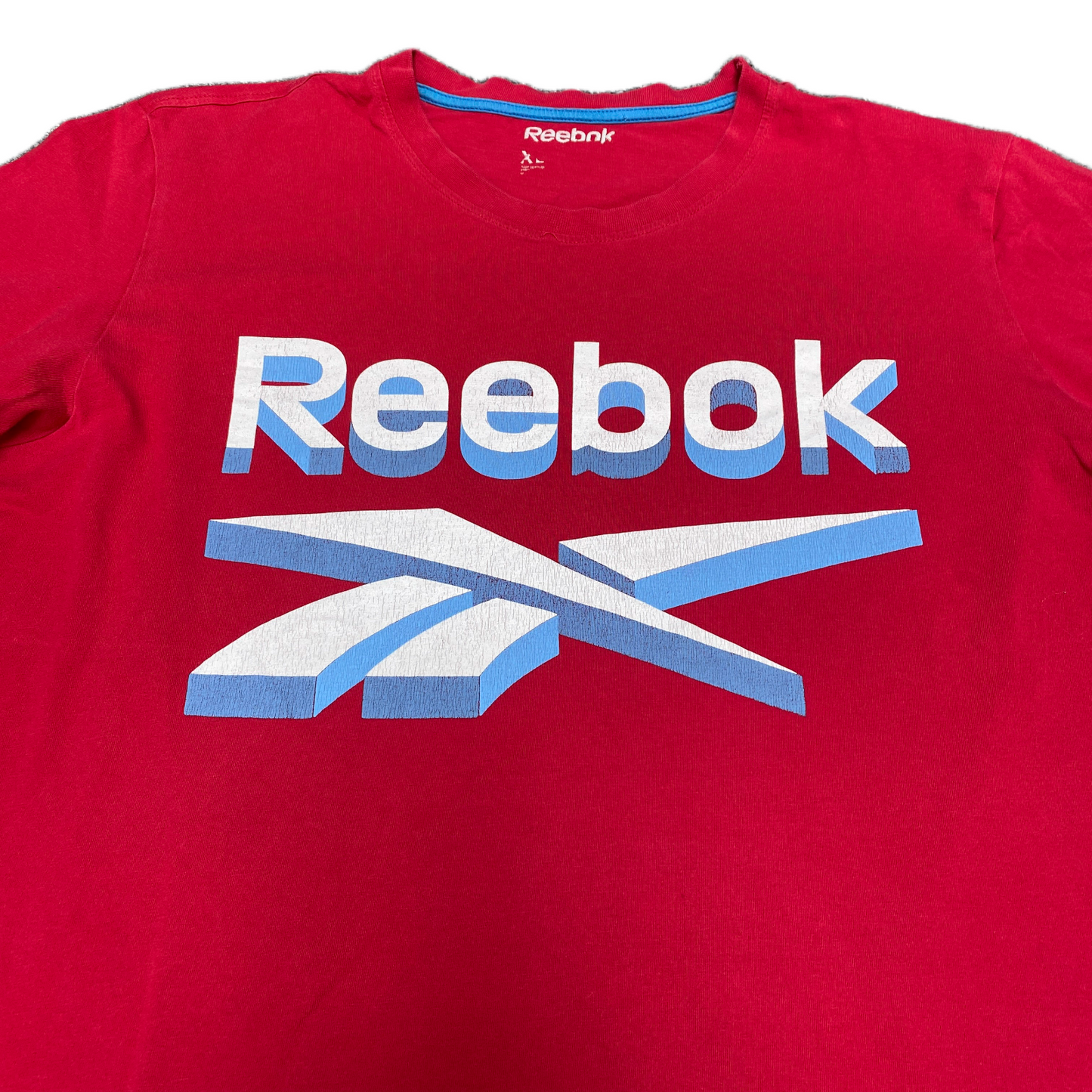 Reebok T-Shirt Womens XL Red Graphic Print Relaxed Fit Short Sleeve Pullover Tee