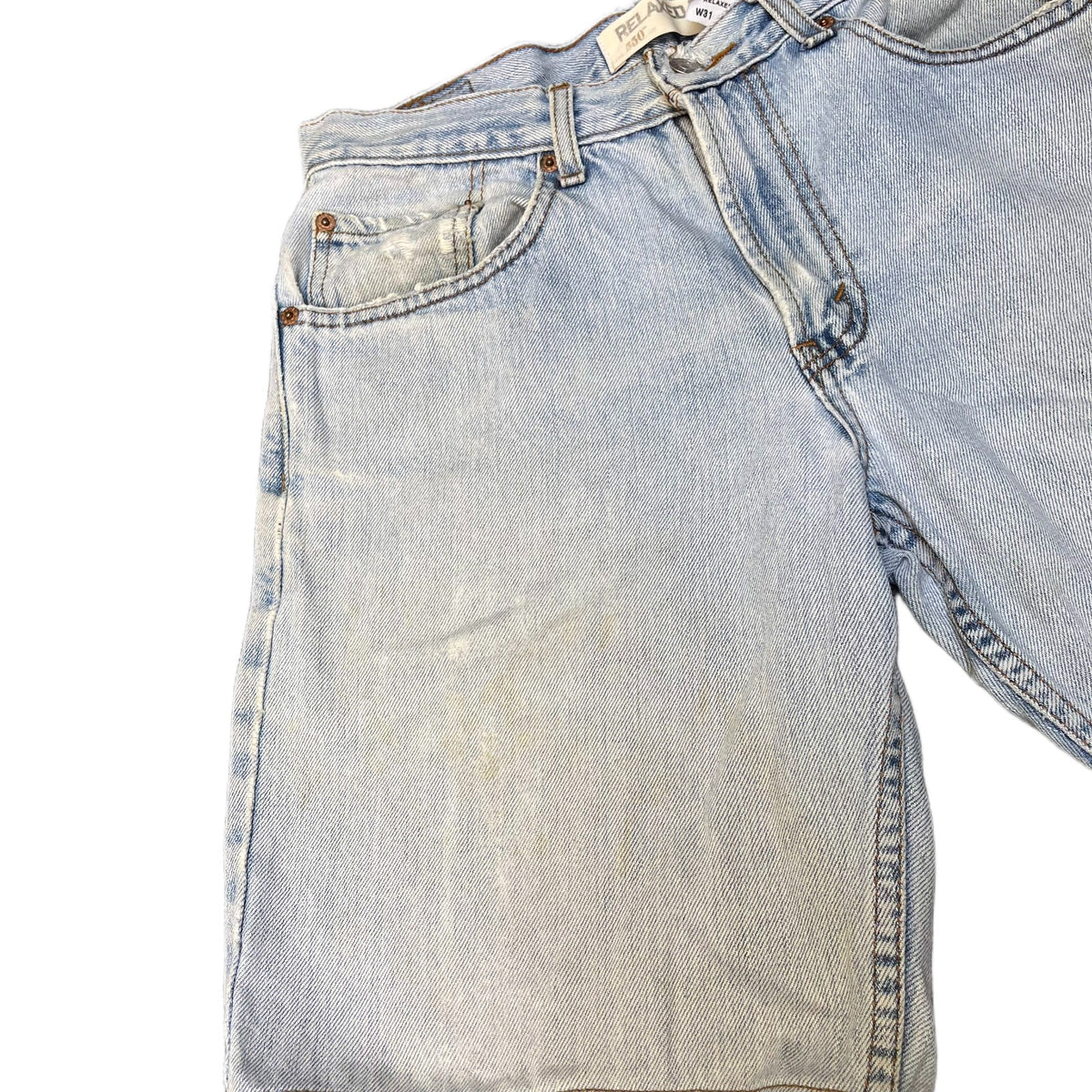 Levi's 550 Shorts Fits as Mens Small 29" Waist Blue Denim Light Wash Relaxed Fit