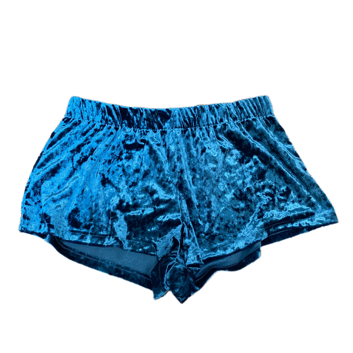 Running Sprinter Shorts Womens M 28" Waist Blue Velvet Gym Workout Dolphin Hem